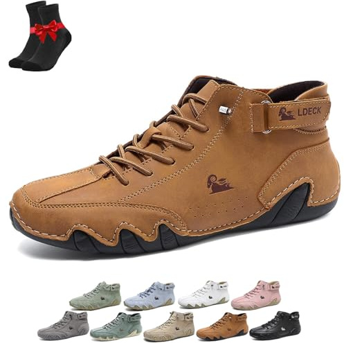 Alpacka Barfotaskor, Vattentäta Barfotaskor i Läder for Herr och Dam, Unisex Vandringskor for Friluftsliv(Brown,40 EU)
