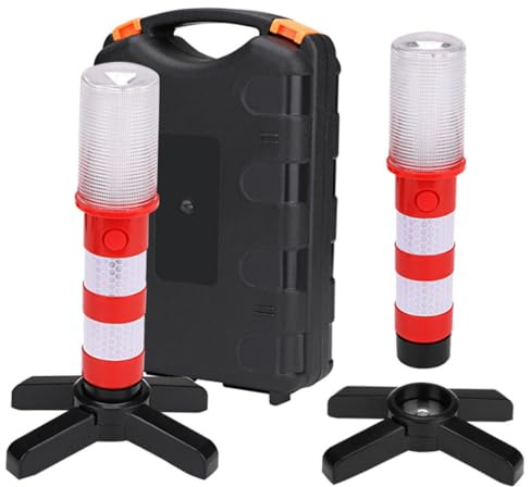 UKCOCO Lampe de Travail LED Multifonction Urgence avec Base Magnétique et Bandes Réfléchissantes Lampe Stroboscopique pour Réparation Auto et Chantier Portable avec Étui Rigide