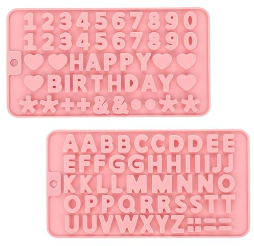 Xanthelle Silicone Moulds, Set of 2 Silicone Moulds for Letters and Numbers for Baking and Casting, DIY Birthday Mould Set