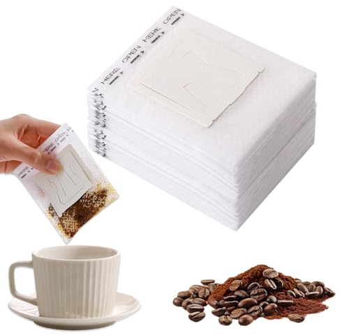 BCHKO 50 bolsas de filtro de café desechables, filtros colgantes de papel portátiles para café y té, ideales para viajes, hogar y oficina