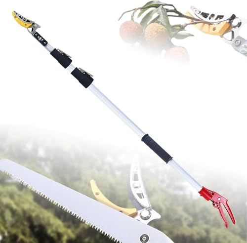 Sierra telescópica y cortador de ramas, podadora de árboles ajustable y recolector de frutas, podadoras de jardín de largo alcance para podar árboles, setos y arbustos espinosos (1,8-3 m)