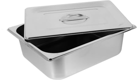 Gatuida Bacs De Service En Acier Résistant Demi-format 33x265x100mm Avec Couvercle Épais Anti-blocage Pour Restaurants Et Buffets Professionnels, Usage Polyvalent Traiteur, Lot De 2 Pièces