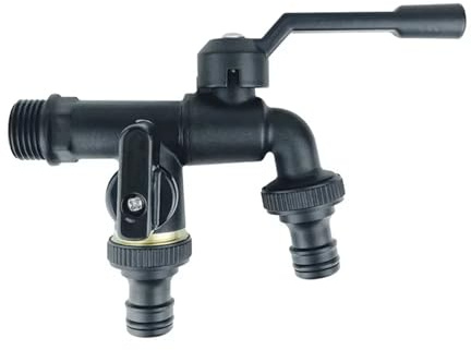 Grifo Jardin Grifo de agua doble for exterior, adaptador manguera jardín 1/2'' a 3/4'', conector latón for tanque 1 entrada y 2 entradas(Color 5)