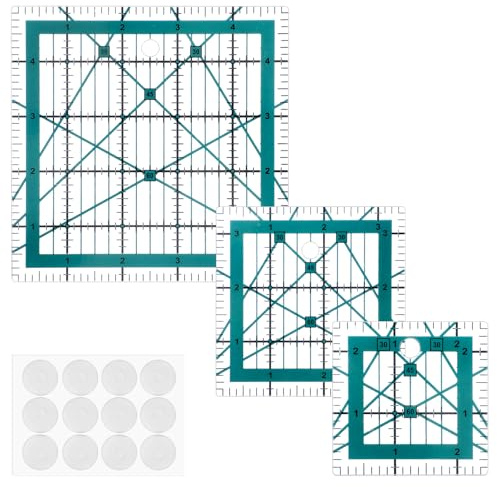 3Pcs Quilting Rulers Quilting Square Rulers Square Ruler Blue 2.5,3.5, 5 | Acrylic, for Quiltings, with Anti-Slip Mat