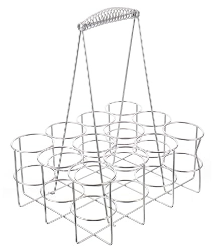 DEARMAMY Portabottiglie per Birra in Metallo Manico Portatile Cestino Organizer Leggero e Compatto per 12 Bottiglie Resistente All’Usura per Barbecue e Uso Esterno