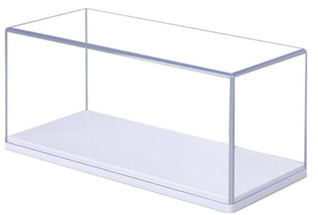 KiBcsLic Modellauto-Vitrine, Aufbewahrungsbox, transparent, für Sammler von Miniaturmodellfahrzeugen, weißer Sockel, Maßstab 1 87