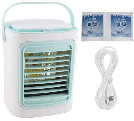 Ventilador de refrigeración portátil Mtlavishness, enfriador de aire de escritorio USB con 3 velocidades ajustables, iluminación suave y colorida, funcionamiento silencioso,