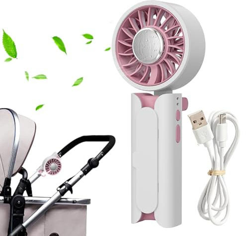 Genérico Ventilador Personal - Recargable por USB,Ventilador de Bolsillo de Viaje con 5 Velocidades,para Interior Exterior Senderismo Viajes Campamento Playa Correr Concierto Oficina Gimnasio