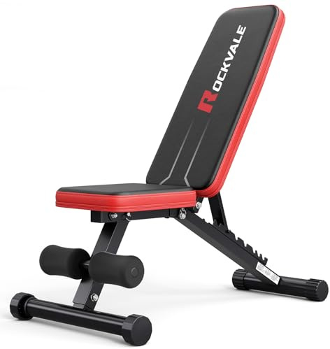 Rockvale Hantelbank Klappbar 300KG, Verstellbare Trainingsbank 95% Vormontiert, 9-fach Rückenlehne, Kompakte Fitnessbank, 1-Sekunde Faltbar für Zuhause