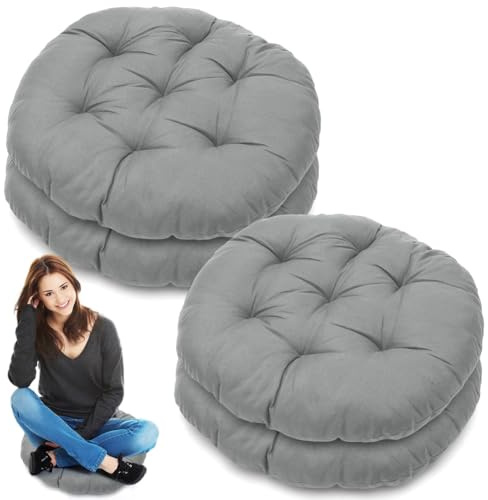 MIUUIPI Sitzkissen Rund, 40x40 cm Bequemes Sitzkissen, Stuhlauflage für Wohnzimmer, Esszimmer, Studierzimmer für Gartenstuhl, Balkonstuhl, Bürostuhl, Sitzpolster Indoor & Outdoor (Dunkelgrau)
