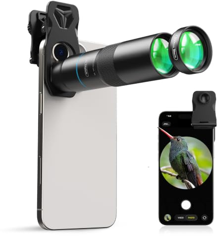 Evil Eye Téléobjectif 10x + Objectif 200mm Macro pour Smartphone, Haute Qualité, Compact, Facile à Transporter et à Utiliser, Compatible avec la Plupart des Smartphones Courants (TM10)