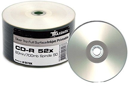 50 Ritek Silver F/Face Printable 52x CD-R CDR (50 Pack)