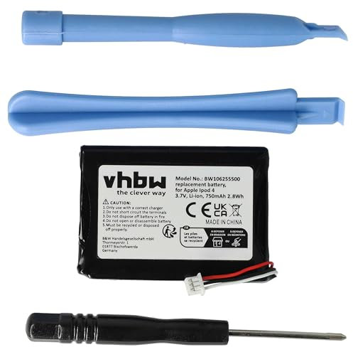 vhbw batteria compatibile con Apple iPod A1059, 4G, 4.Generation, A1099 MP3 music player lettore musicale (750mAh, 3,7V, Li-Ion)