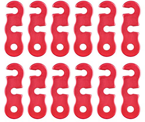TRIWONDER 12 Pcs Guy Rope Tensioners Guy Lines Tent Cord Adjuster Paracord Rope Buckle for Camping Hiking Backpacking, Outdoor Tent Accessory, 3 Holes, Red