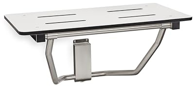 Seachrome Lift-Assist Shower Seat, Yoke-Style Bench, Wall Mount, 32 x 15, Solid White Phenolic