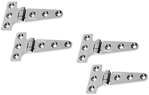 Bisagra T acero inoxidable A4, 100 x 54 mm, grosor 4,5 mm (lote de 4) Té inoxidable A4-316