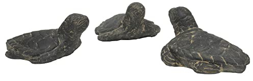 STONE art & more 3er Set Wasser Schildkröte, 18 cm, Steinfigur, Steinguss, Garten Deko, schwarz antik, frostfest