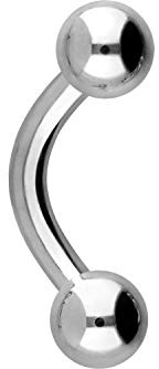 PIERCINGLINE Titan Banane | 2 KUGELN | Gebogener Piercing Stab für Augenbraue Intim Brust Ohr uvm. | Größen & Farbauswahl