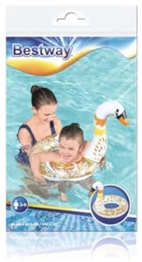 Bestway Schwimmring Shimmer 'n Float mit Tierkopf, 60 kg Tragkraft, PVC, 2 Luftkammern, Glitzerfüllung, Sicherheitsventil, ab 3 Jahren, 1 Stück
