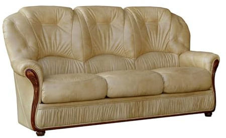 Vente-unique - Canapé 3 Places 100% Cuir de Buffle Beige Daphne