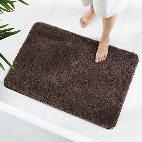 GONICVIN Tappeto da bagno, 80 x 120 cm, in soffice microfibra, assorbente, antiscivolo, lavabile in lavatrice, per vasca, doccia e bagno (marrone scuro)