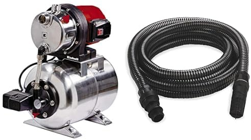 Einhell Hauswasserwerk GC-WW 1250 NN (1200 W, max. 5 bar, 5000 L/h Fördermenge, max. 50 m Förderhöhe, Wasserablassschraube, 20 L Edelstahldruckkessel, inkl. 4 m Kunststoff Saugschlauch)