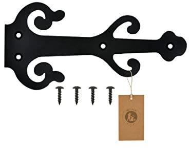 MoriaDesign Rustikal Scharniere Attrappen - 250 x 122 x 2 mm - Schwarz - Torband Schwarz Schmiedeeisen - Scharnier für Gartentore, Holztüren, Holztore und Fensterläden, Dekorative Kreuzgehänge