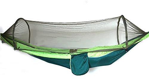 MYSUNBAR Hamaca con mosquitera, 300 kg de capacidad de carga, secado rápido, tela de paracaídas ultraligera, con 2 mosquetones, 2 cintas resistentes para exteriores, camping, jardín