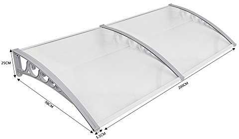 Auvent de Porte d'entrée, Marquise de Porte et Fenêtres, Auvent de fenêtre en Polycarbonat, UV Protection, Pluie et Neige Protection (100*200cm)