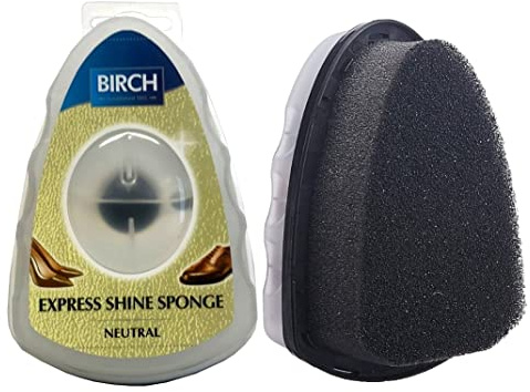 Birch Express Shoe Shine Sponge Shoe Polish Sponge Gives Instant Gloss, For Leather Shoes Boots Bags, Birch Perfect Shine (Neutral)