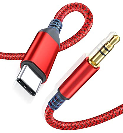 AkoaDa USB C auf 3.5mm Adapter, USB-C auf Headset Audio Adapter für Aux,Stereo, Headset, MacBook, S21/S20/S20 Plus/Note 10/A80,iPad Pro, P30 Pro/P20/P20 Pro usw(Rot)