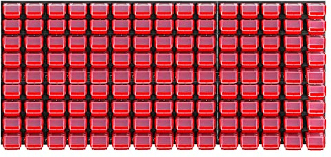 KADAX Scaffale da parete per attrezzi, grande, 174 x 78 cm, in plastica robusta, sistema modulare resistente ai raggi UV, pannelli da parete espandibili, scaffale da officina (rosso, 135 pezzi)