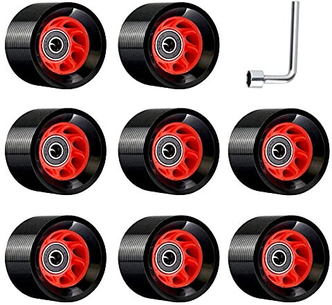 AMEEDA Skateboard Rollen 8PC 95A 58Mmx39mm, Indoor Quad Rollschuhräder, PU Verschleißfeste Räder Zweireihiges Rollschuhzubehör Skateboard-Räder