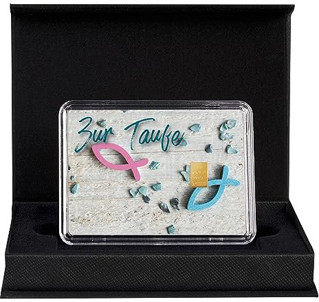 Goldstücke24 - Geschenk zur Taufe - Segenswünsche zur Taufe - Goldbarren 1g in schwarzer Geschenkbox - Tolle Geschenkidee