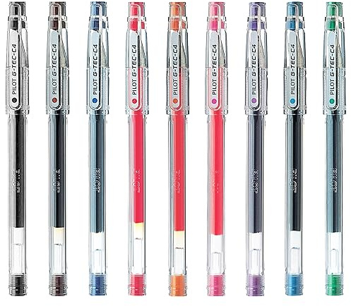 PILOT G-Tec C4 Gel-Tintenroller, 0,4 mm Spitze, 0,2 mm Strichbreite, 9 Farben