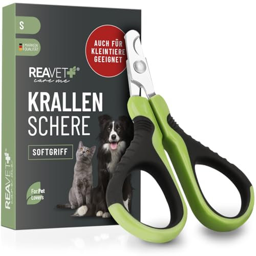 ReaVET Kleine Krallenschere für Katzen, kleine Hunde, Welpen & Kleintiere - Ideal für eng anliegende Krallen - Handlich, leicht und stabil