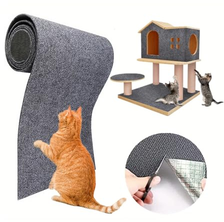 200×40cm Climbing Cat Scratcher, Self-Adhesive Cat Scratching Mat Trimmable Self Adhesive Mat Wall Mounted Anti Scratch Furniture Protector for Walls Floors Sofas Chair Gift (Grey)