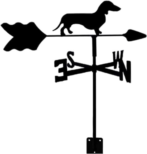 STORYSUNG Wetterfahne für Hunde, Edelstahl, Dackel, Wetterfahne, Windrichtungsanzeige, langlebig, Retro-Windfahne, Bauernhof-Szene, Gartenpfahl, Messwerkzeug(A)