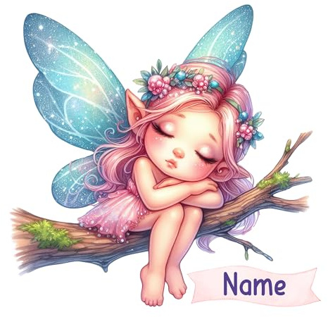 GRAZDesign Wandtattoo Süße Fee mit Name personalisiert Kinderzimmer Mädchen, Feen Welt Wandaufkleber - 59x57cm