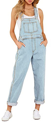 Vetinee Womens Classic Adjustable Straps Pockets Denim Bib Overalls Jeans Pants Jumpsuits