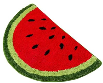 SSDH Badezimmer Teppichböden Bad Nicht -Slip Schlafzimmer Samt Teppich Niedliche Kirsche Wassermelonenteppich Wasserabsorption und Ausrutscher für Badezimmer Badewanne Eingang Türkissen (Rot, S)