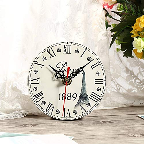 Uadme Vintage Holz Wanduhr Antik Holz Runde Wanduhr Vintage Stil Home Office Dekoration 15,2 cm Durchmesser