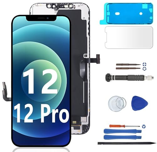 MP+ Écran de remplacement Full HD pour iPhone 12/12 Pro, écran LCD Retina avec kit d'outils de réparation et ruban adhésif étanche