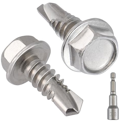VGBUY 70Pcs #14 x 3/4 Self Drilling Screws for Metal,410 Stainless Steel Self Tapping Screws,Sheet Metal Screws,Quick Metal Tapping,Hex Washer Head