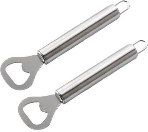 SGERUFZ 2 Pcs Abrebotellas de Acero Inoxidable con Mango Redondo y Asa para Colgar Apto para Lavavajillas