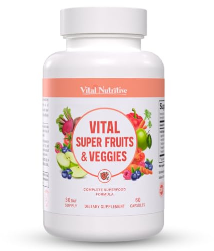 Vital Super Fruits & Veggies - Daily Superfood Capsules for Adults - Fruit and Veggies Supplement to Boost Immunity & Energy - 2-in-1 Formula for Overall Wellness - Fruit and Vegetable Capsules