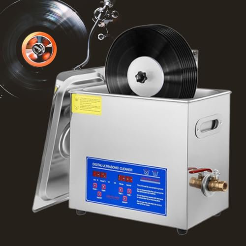 WEIMILOR Sonic Cleaner,6.5L Ultrasonic Vinyl Cleaner 7-12 Inch, 8 Records Ultrasonic Vinyl Cleaning Machine, 300W Ultrasonic Records Cleaner with Drying Rack for Home Store