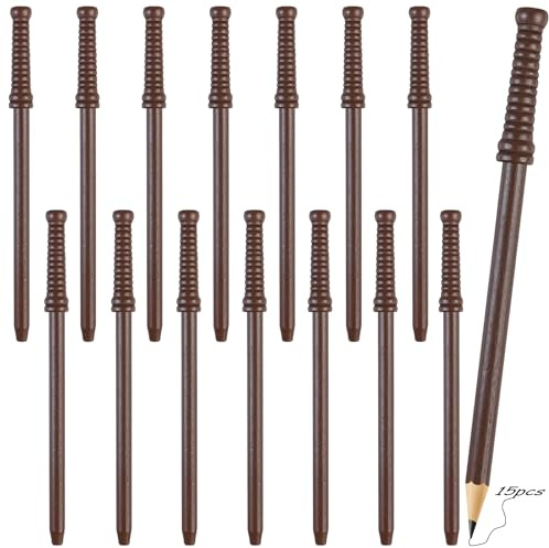 15 StüCk Hexenbesen Bleistifte, Bleistift Besen Natural, Zauberstab-Stift für Requisiten, Schreiben, Hexenbesen-Kugelschreiber für Fantasy und Events Partys Geschenke Details Dekoration Halloween