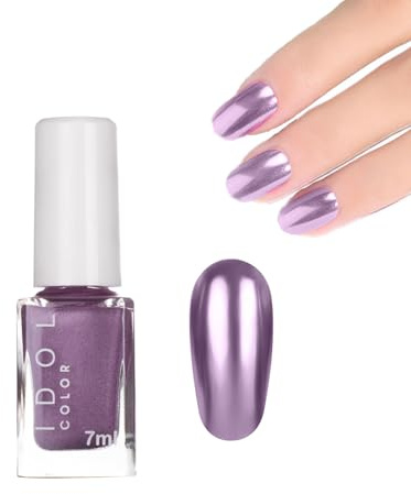 Purple Metallic Mirror Nail Polish - Quick-Drying, Water-Based Chrome Effect, Long-Lasting Breathable Plating