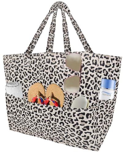 AUNGKWANG Strandtasche, Familie Groß Badetasche, Strandtasche mit Reißverschluss Shopper Damen Groß Badetasche, für Strand Urlaub Reisen